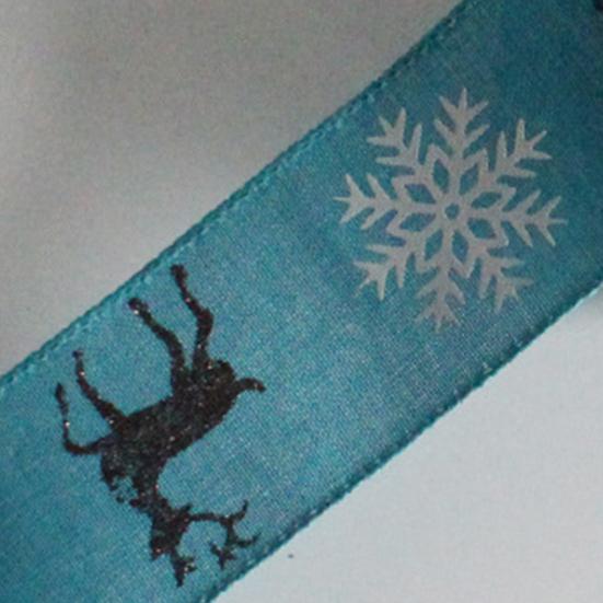 Losí stuha Krásná, pěkně vypadající stuha s drátěným okrajem s potiskem Vánoční losí vzor Stuha Barevná stuha na svatbu