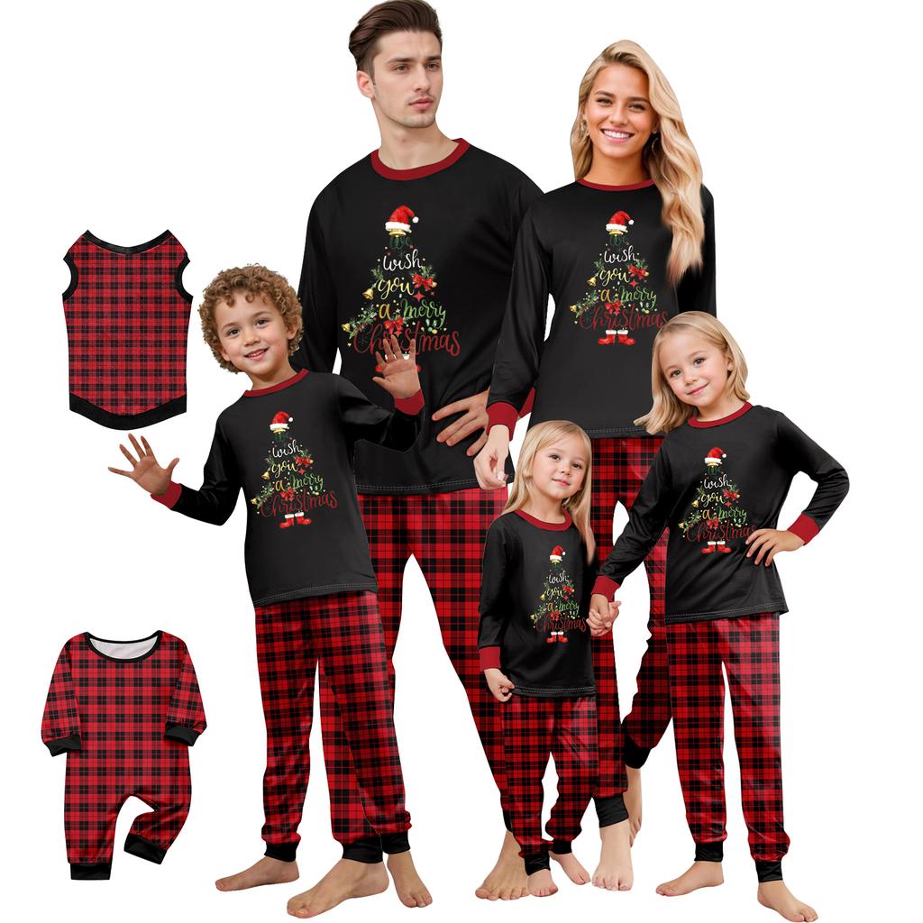Print Cute Family Set Pajamas, Home Clothes, Family Set Long Sleeve Top Pants Set