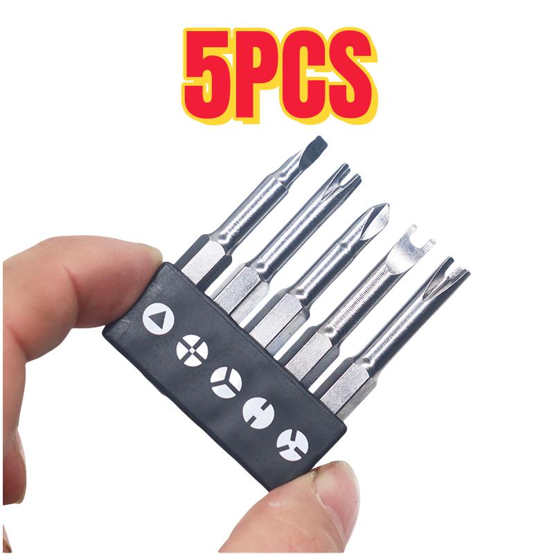 5Pcs Special Shaped Screwdriver Set 50mm U-shaped Y-Type Triangle Inner Cross Three Points Screwdriver Bit Tool
