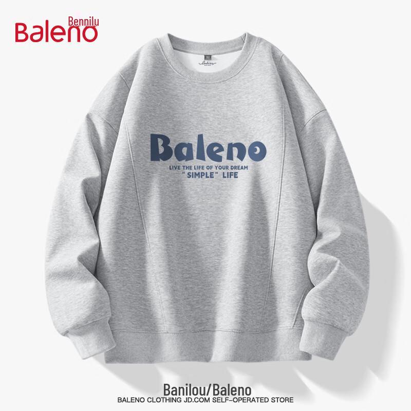 Baleno Men's Letter Logo Loose Fit Pullover Sweatshirt