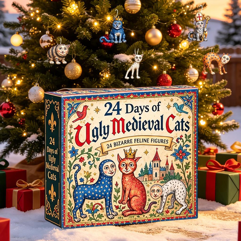 Cat Theme Advent Calendar – 24-Day Christmas Countdown with 24PCS Mini Acrylic Cat Figurines, Hanging Ornaments Gift for Cat Lovers