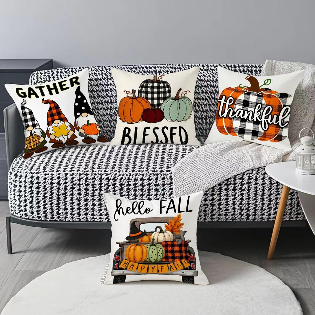 Thanksgiving Digital Letter Printed Harvest Festival Atmosphere Pillow Decoration Living Room Home Pillow Cushion Cover