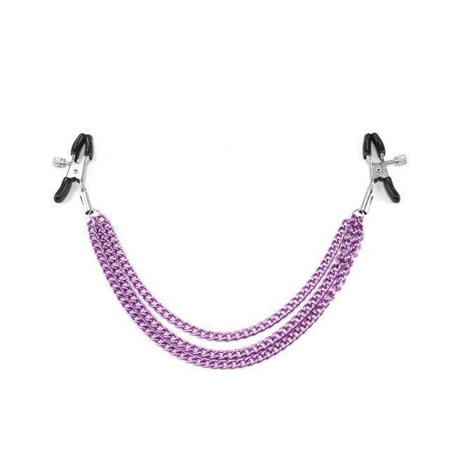 Metal Nipple Clamps with Chain Clips Flirting Teasing Sex Flirt Bondage Slave Bdsm Nipples Stimulation Fetish for Men Women Gay