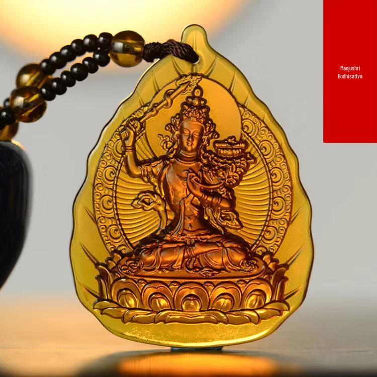 Glazed Pendant: Eight Guardian Deities, Zodiac Birth Buddha, Thousand-Hand Guanyin, Manjushri Bodhisattva Necklace