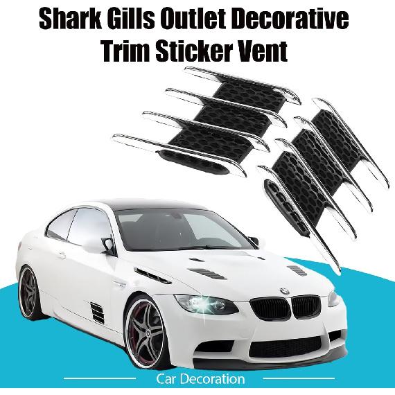 2 ks větracích otvorů na kapotu pro auta, boční přívod vzduchu na kapotě, větrací otvor, nasávací otvor na kapotu, dekorativní lišta s výdechem ve tvaru žraločích žaber, větrací samolepka