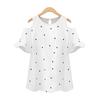 T-shirt Manches Courtes Ample Imprimé Étoiles Épaules Dégagées Grande Taille Blouse Décontractée pour Femmes Vêtement d'Été