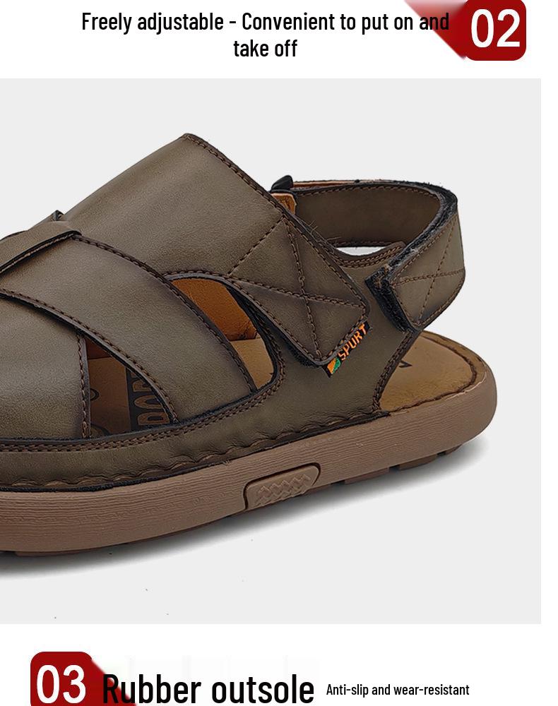 Men's Casual Large Size Lightweight Beach Sandals with Handmade Stitching