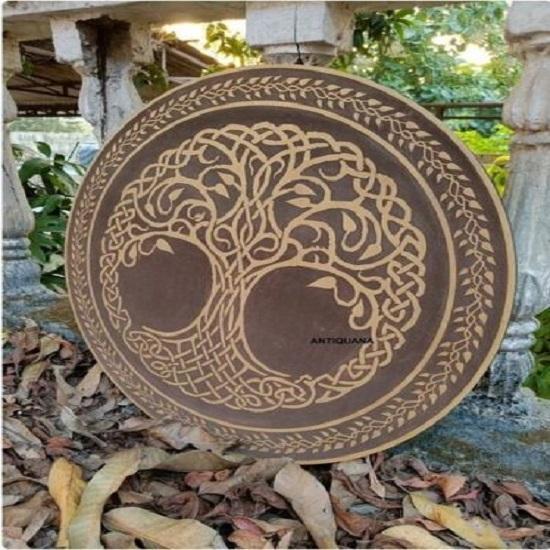Medieval Wooden Viking Shield - Carving Wooden Round Shield 24'' Inch Wall Art