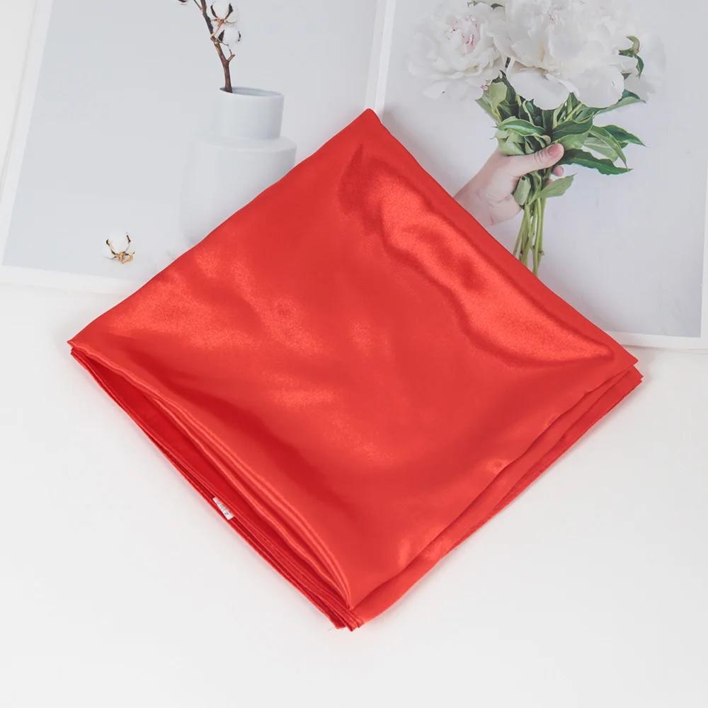 90cm*90cm Solid Color Satin Square Head Scarf Women Fashion Square Head Wrap Shawl Scarves Foulard Hijab Neckerchief Bandana