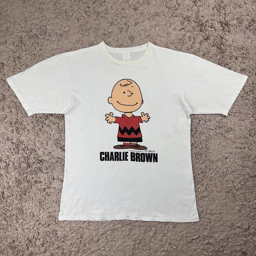 Vintage Cartoon Peanuts Charlie Brown Graphic T-Shirt SIZE L/ Disney/ movie/ vintage cartoon