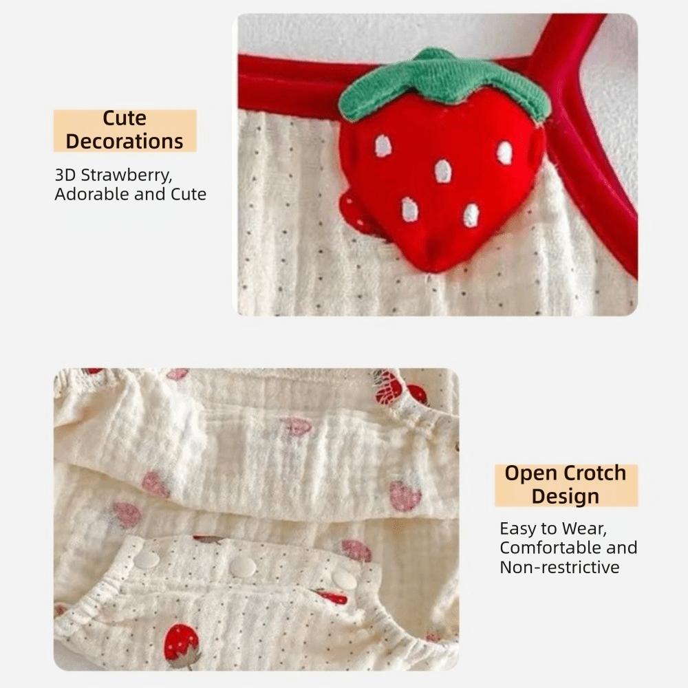 Strawberry Printed Baby Sling Jumpsuit Sweet Bow Baby Clothes Fashion Baby Romper  Summer