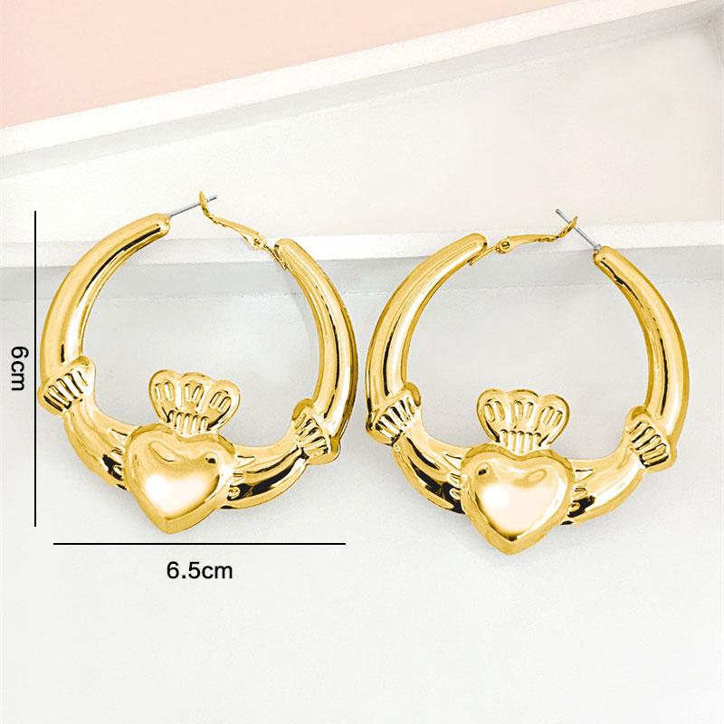 Große, klobige Claddagh-Creolen für Damen Starke Herzohrringe Valentinstagsgeschenk Süßer Statement-Schmuck Neu 2025