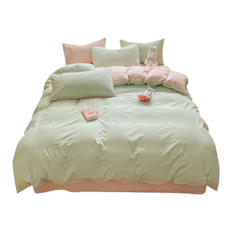 Minimalist 2025 Style Pure Cotton Bedding Set: Includes Duvet Cover, Fitted Sheet, and Pillowcases for Winter.