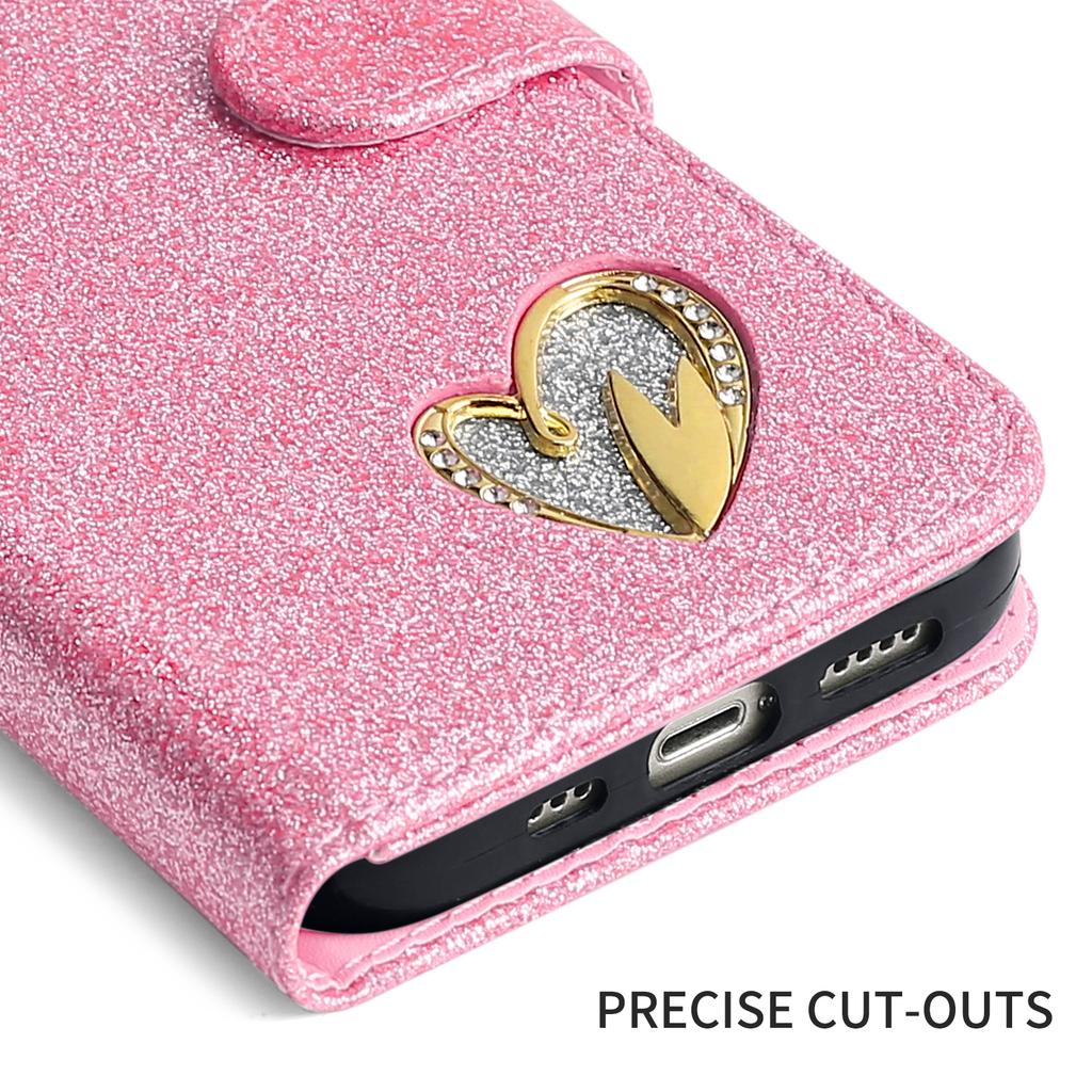 Luxury Flip Glitter Phone Case For iPhone 17 Pro Max 16 15 14 13 12 Mini 11 XR X XS Plus SE 2025 Bling Leather Book Wallet Cover