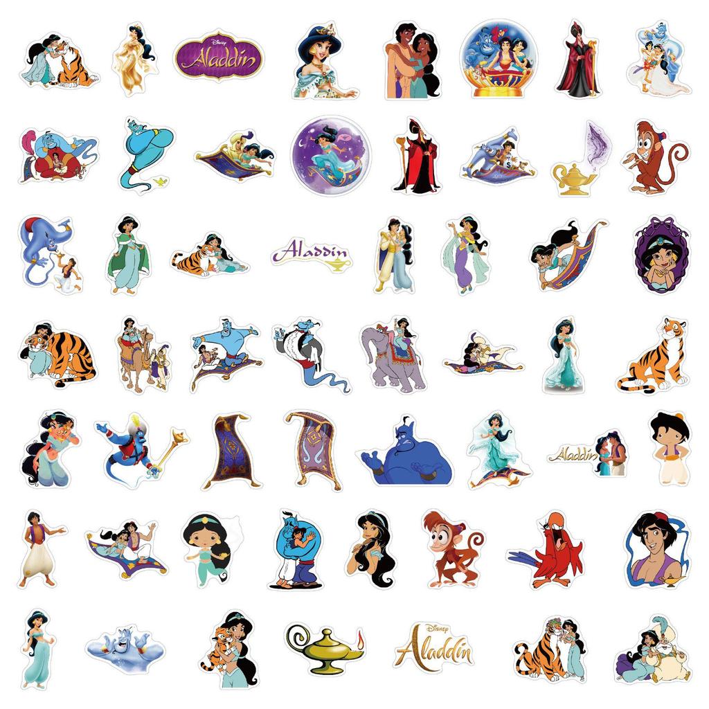 54 Jasmine & Aladdin's Lamp Glossy Stickers for Suitcases, Computers, & Motorcycles