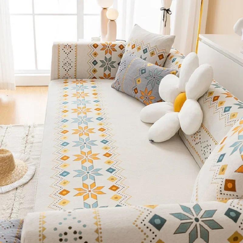 1PC Bohemia Sofa Mat Covers for Living Room Non-slip Universal Sofa Cushion Slipcovers Pet Kids Couch Protector Home Decor