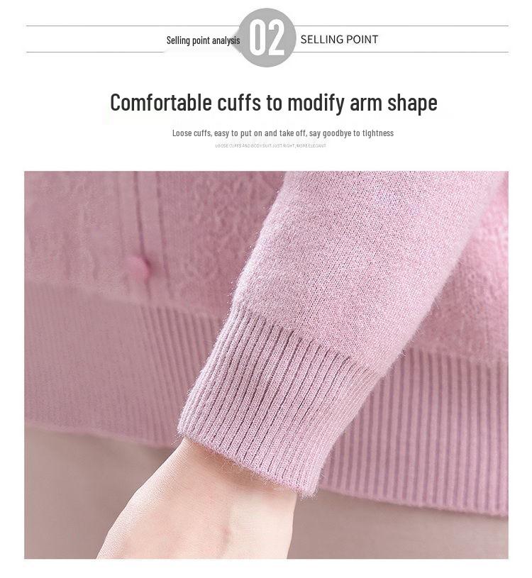 2024 Elegant Velvet Sweater for Women 50+, Chinese Style, Warm and Thick Base Layer for Mother's Wear.