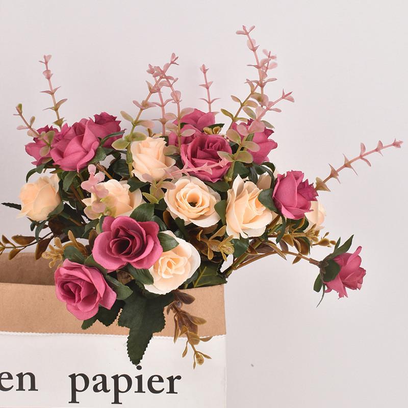 Elegant Rose Artificial Flower Bundle With Durable Silk For Home And Wedding Use