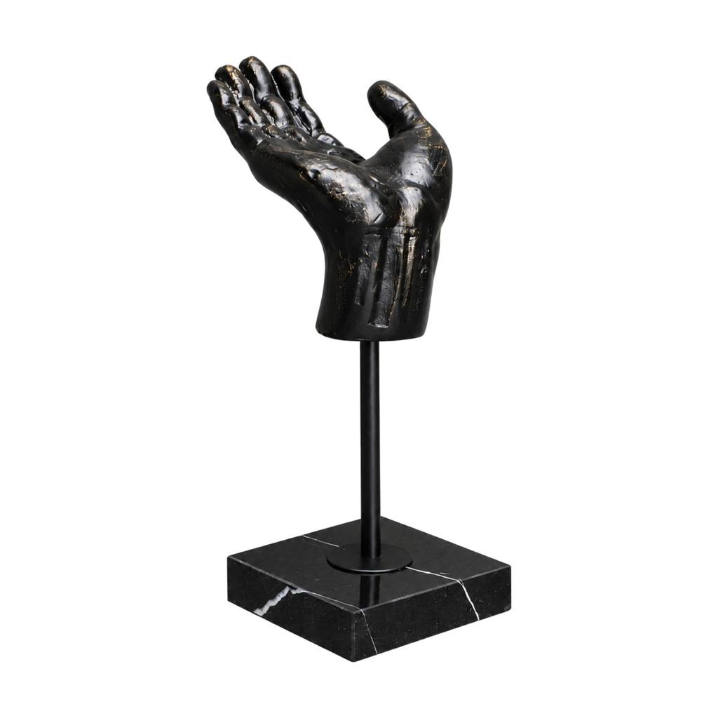 Resin Hand Statue with Base Antique Copper Finish Tabletop Figurine