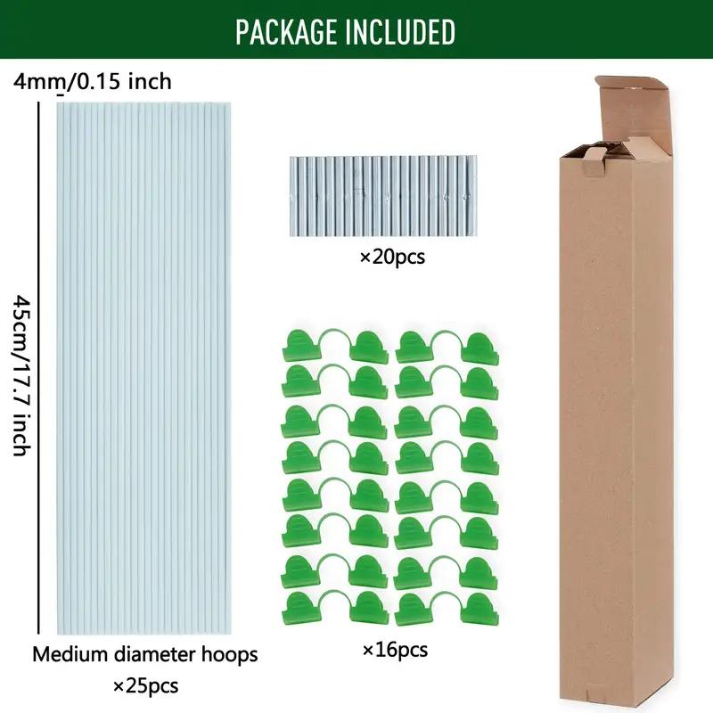25pcs Garden Hoops For DIY Grow Tunnel Rust-Proof Fiberglass Support Frame Greenhouse Hoops For Raised Beds, Garden FabricNettin