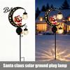 Santa Claus Lawn Ornaments Garden Stake Light, Solar Powered Crescent Moon Lamp, Double Decorative Metal Glass Globes, Christmas Waterproof