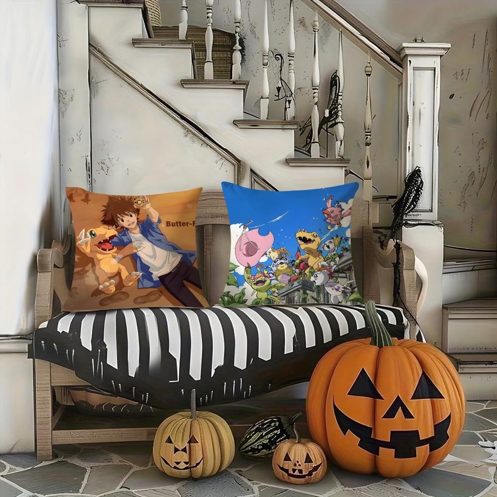 Cartoon D-Digimon Anime Pillow Case Pattern Printed Pillowcase for Living Room Sofa Cushion Cover & Bedroom Decor