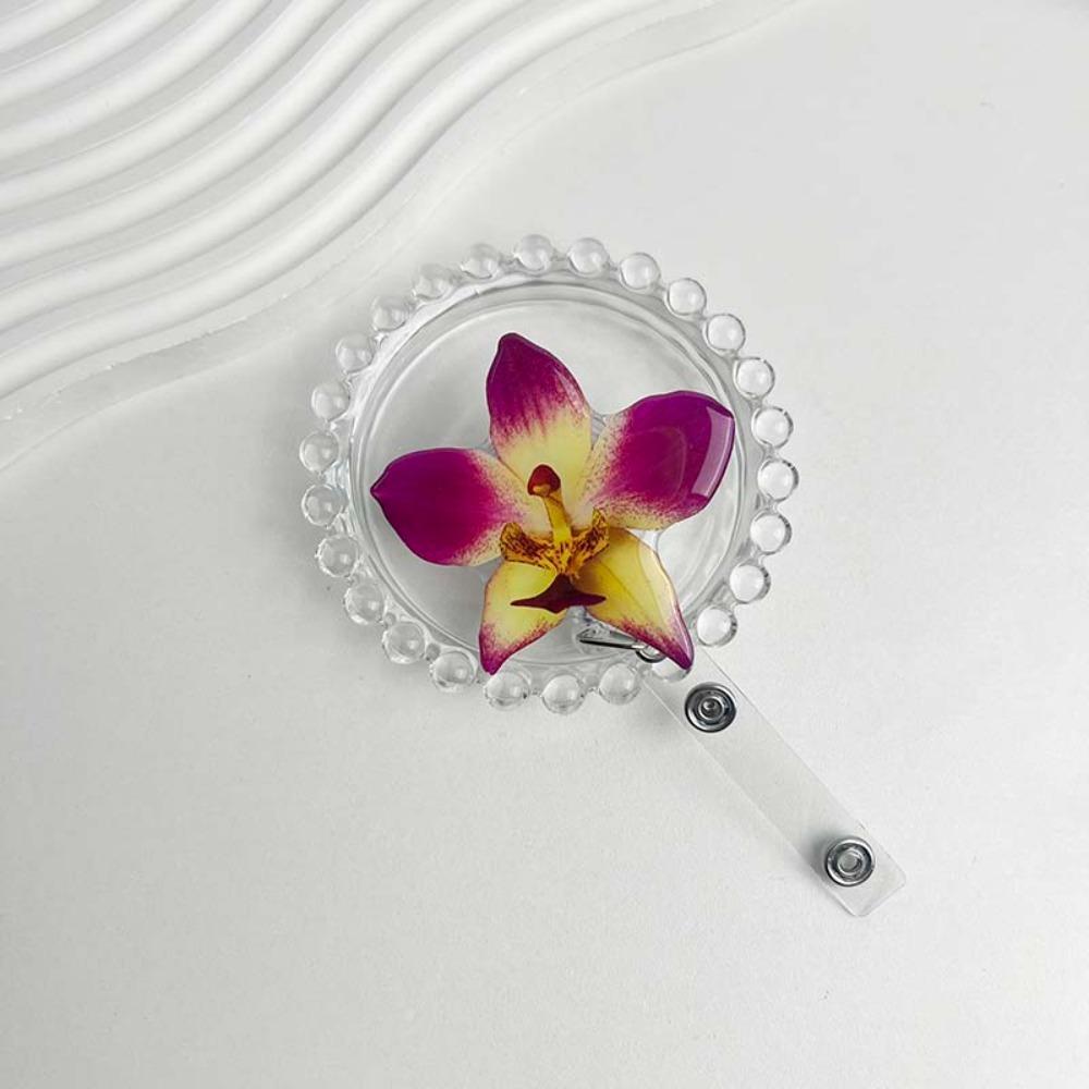 Akrylharts Hållarklämma Orkidéblomma Formad Namnskylt Märke Arbetsintyg