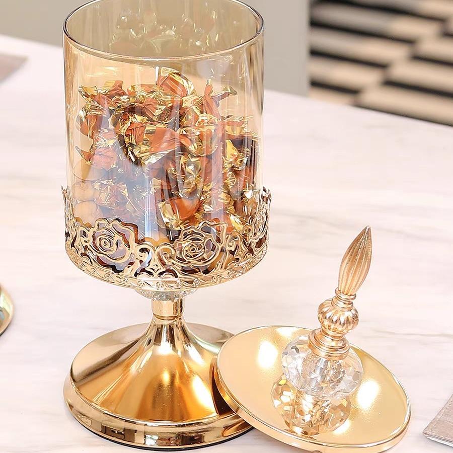 Elegant Crystal Glass Storage Jar with Lid - European & American Style for Living Room Decor