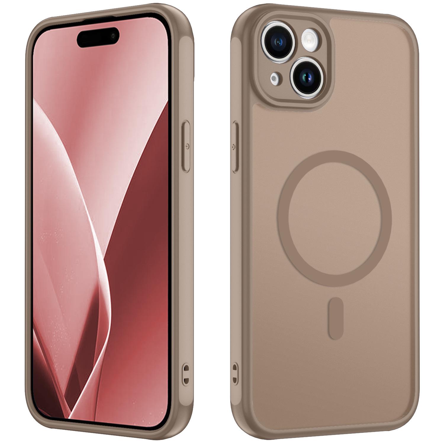 

Apple 14/15 Plus Magnetic Skin-Feel Anti-Drop Full Coverage Phone Case with Precision Hole and Frosted Finish коричневий