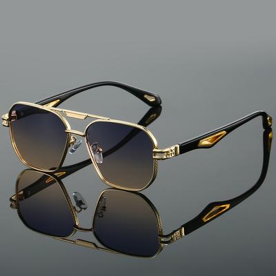 Vintage Square Sunglasses Men New Classic Double Bridge Gradient Shades Trendy Retro Brand Designer Outdoor Sun Glasses