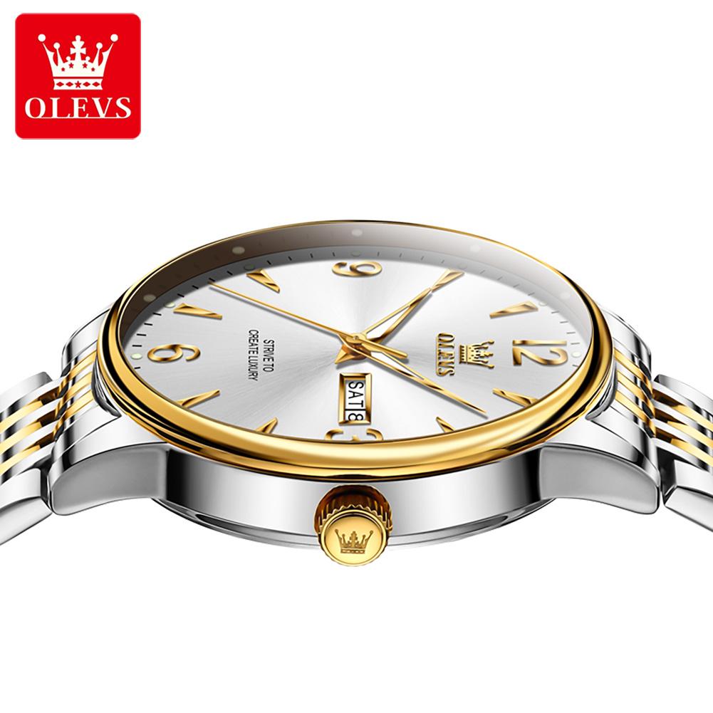 OLEVS Watches for Men Stainless Steel Waterproof Calendar Week Luminous Men's Watches Original Brand Luxury Quartz Watches 2928