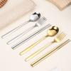 Edelstahl Besteckset Schlichtes Tragbares Geschirr Essstäbchen Löffel und Gabel Set mit Etui Bestecksets Küchenzubehör
