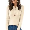 Women's Fashion Color V,neck Long Sleeve Button Loose Bottom Knitted Sweater Top