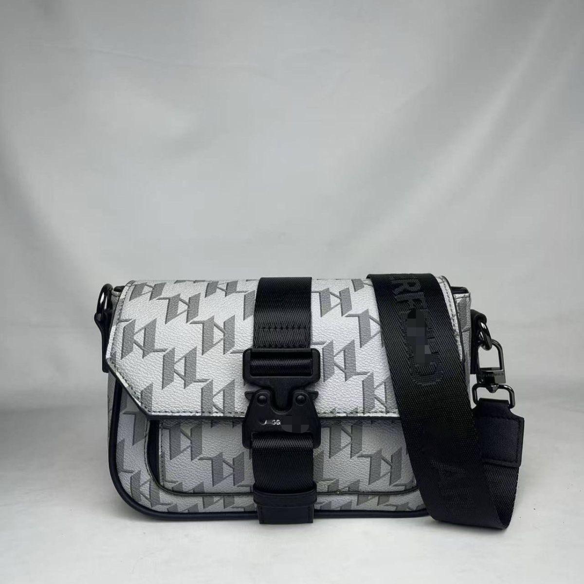 Herren Trendy Sommer Satteltasche mit klassischem Blumenmuster - Modische Lässige Crossbody Umhängetasche 22x14.5x6 cm graue