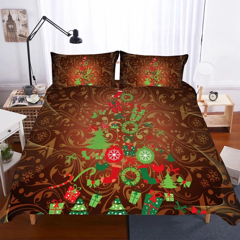 Comforter Cartoon Merry Christmas S Bedding Set Queen Size Snowman Single Double Super King Bedclothes 100% Polyester