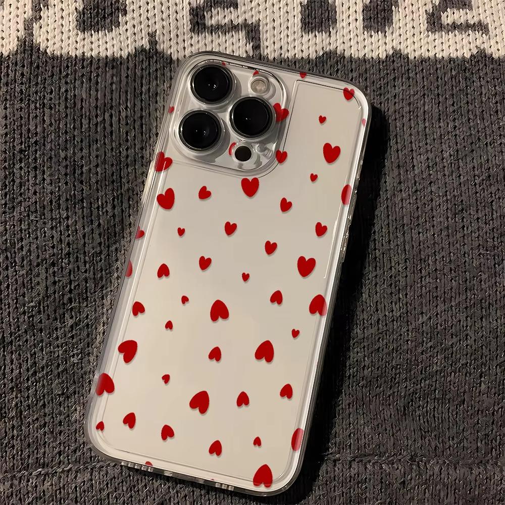 Luminous Love Print Clear Phone Case for iPhone 17 Pro Max 16 15 Pro 14 13 12 11 XR 17Air 16 Plus Silicone Cover