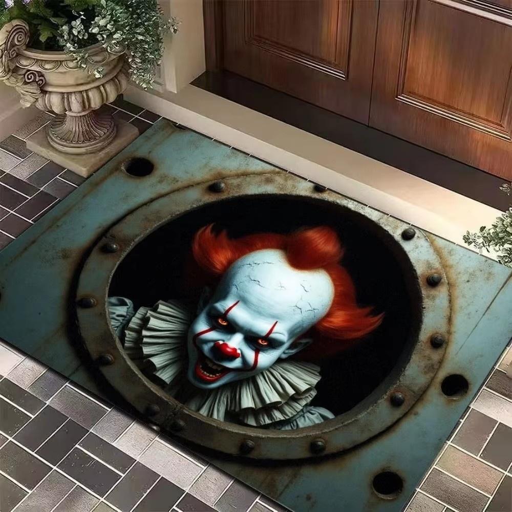 Halloween Clown Theme Carpet Non-Slip Creative Weird Party Entrance Living Room Dark Wind Holiday Atmosphere Decoration