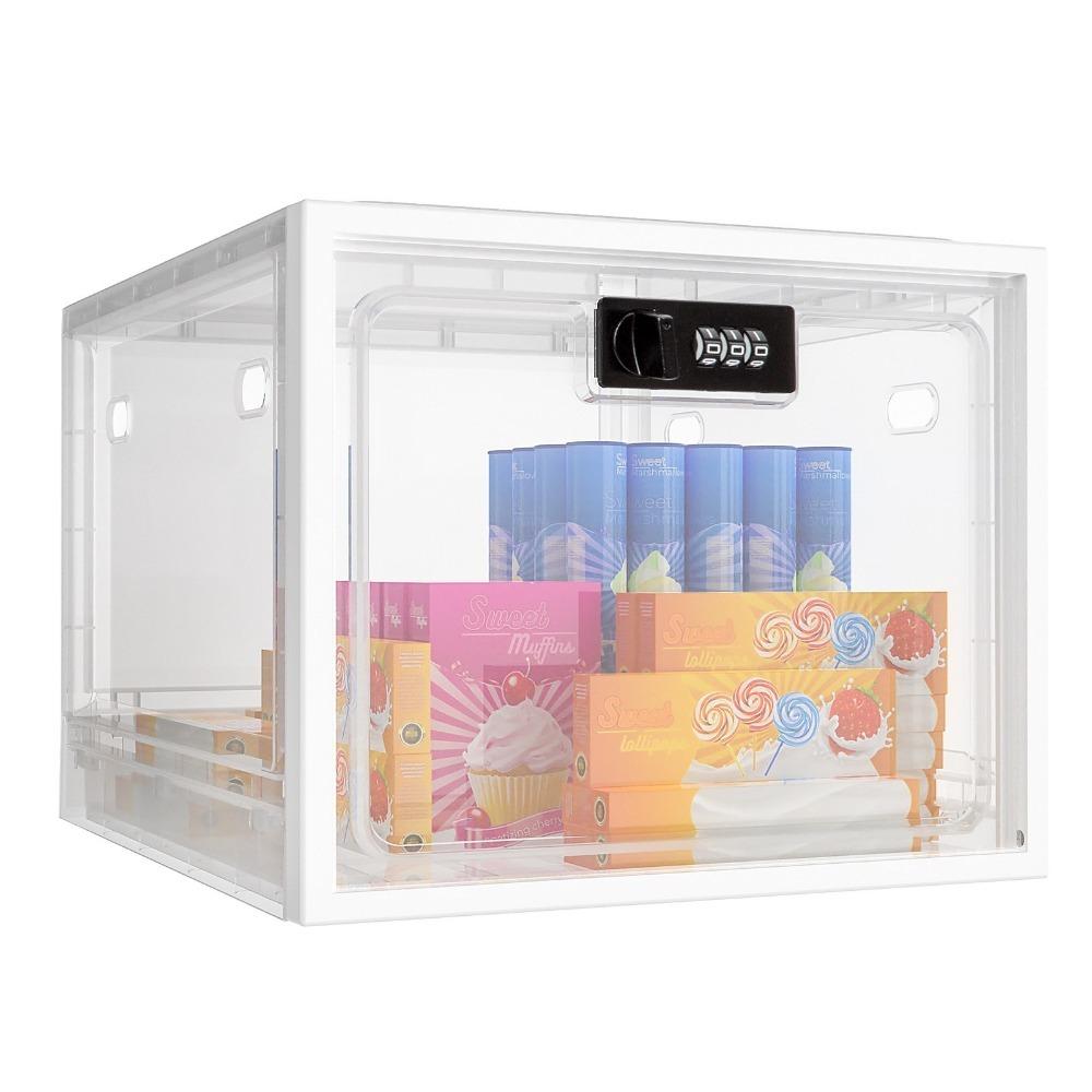 Large Capacity Clear Locking Box Transparent Combination Lock Box  Fridge Organization