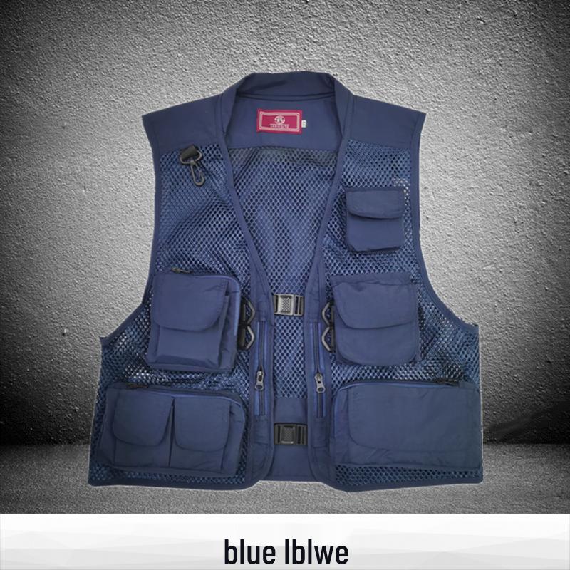 Men's Breathable Multi-Pocket Workwear Vest - Customizable Logo for Outdoor Volunteers