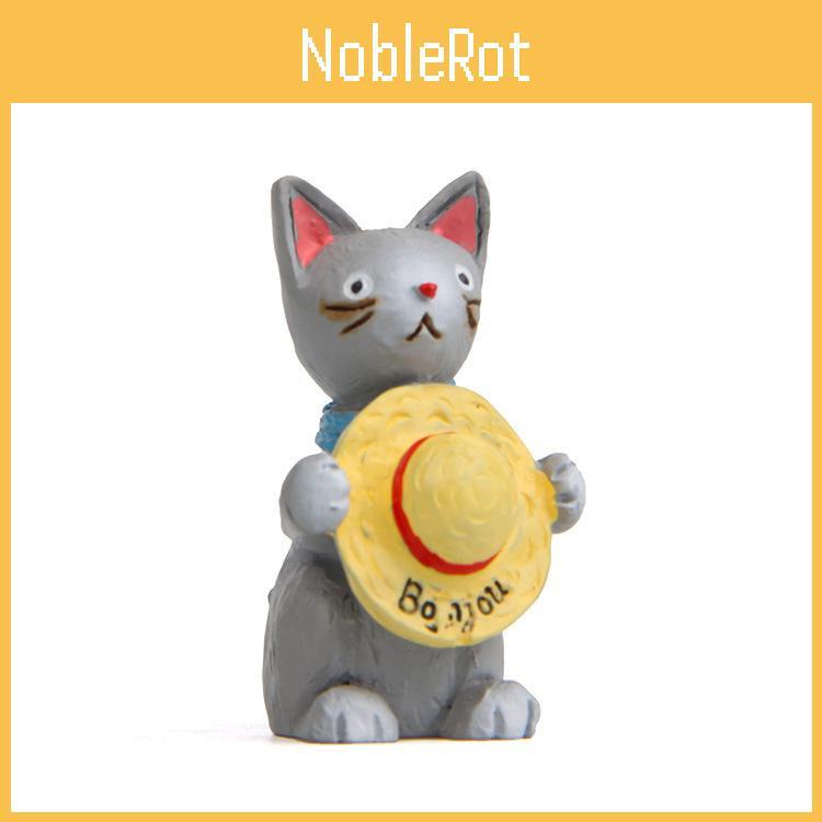 Harz Stehende Katze mit Strohhut Ornament für Heimdeko und Foto-Requisiten