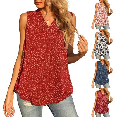 Women's Fashion Summer Chiffon Sleeveless Loose Casual V-Neck Top