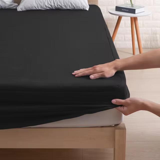 1 PC Solid Color Fitted Sheet,Waterproof Bed Sheet Mattress Protector,Deep Pocket Bed Sheet Soft  Comfortable and Durable Bedding 360°Full Wrap