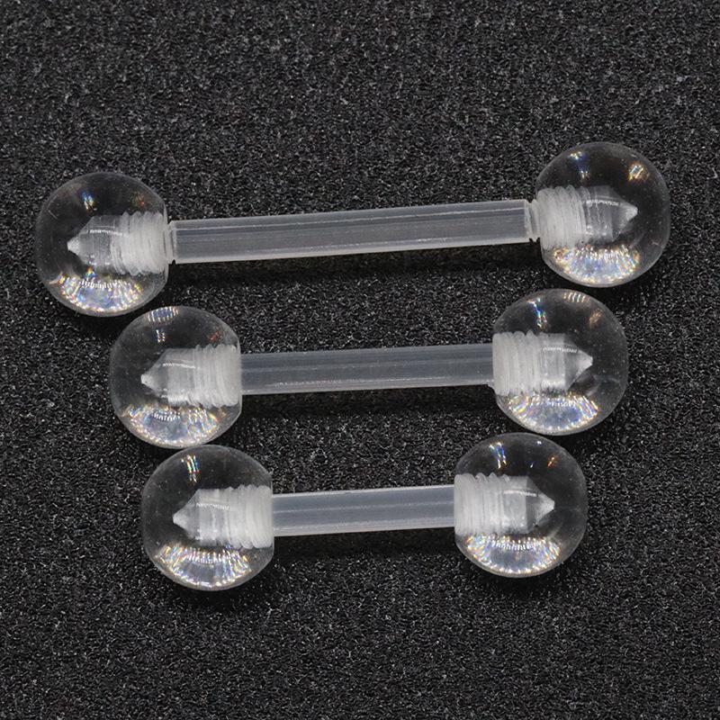 

Прозрачные акриловые серьги-пусеты для пирсинга уха, губы, носа и брови 1.2x10x3 Balls