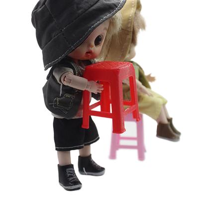 1Pc Living Room Toy 1:12 Mini Dollhouse Simulation Plastic Stool Small Chair Model Doll House Furniture Accessories Decoration