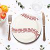 50pcs Baseball Party Paper Plates - 7Inch Round Baseball Dessert Plates for Cake Salad Fruit Pizza Disposable Themed Decoration
