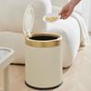 Modern Double Layered Trash Bin with Press Top Lid, White and Black, Bathroom, Office and Bedroom
