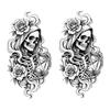 Skull Rose Window Cling Halloween Skeleton And Static Clings, Removable Sketch & Decoration Flower Glass Sticker, Waterproof PVC Decal for Home Store