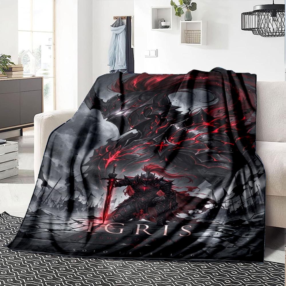 Solo Leveling Igris Print Flannel Blanket High Quality Warm Comfortable Cover for All Seasons Perfect for Gifts Home Decor