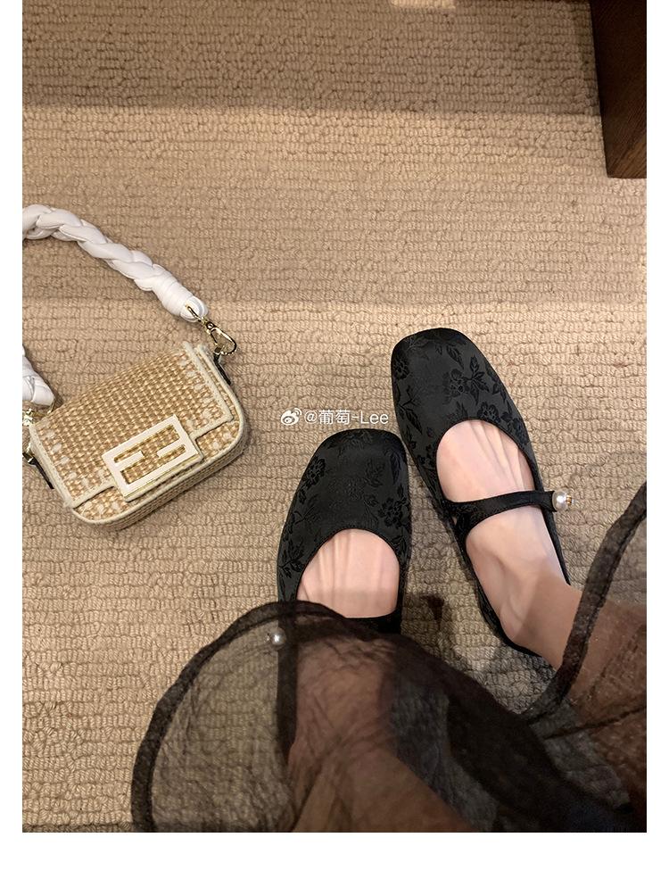 

Виноградная мать studiolee tuberose~ Guofeng новые китайские жемчужные с квадратной головкой жаккардовые туфли Мэри Джейн 34