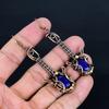 Blue Sapphire Earrings, Handmade Gemstone Earrings, 999 Copper Wire Wrapped Earrings Antique Jewelry, For Engagement Gift